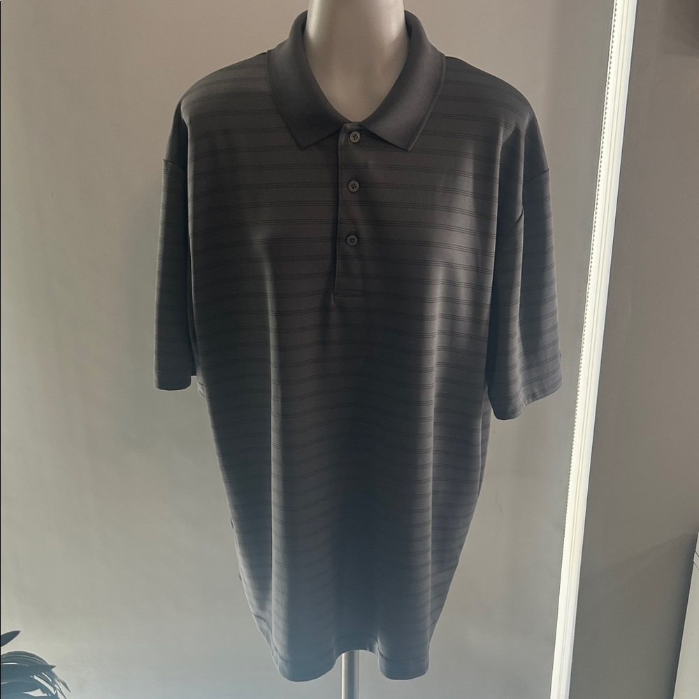Grand Slam Charcoal Striped Polo Shirt